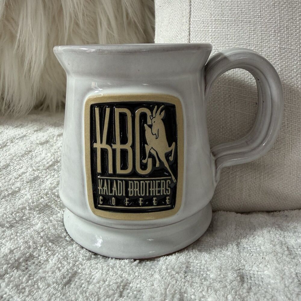 Deneen Pottery Mug 2016 Hand Thrown KBC Kaladi Brothers Coffee White